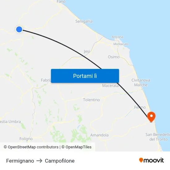 Fermignano to Campofilone map