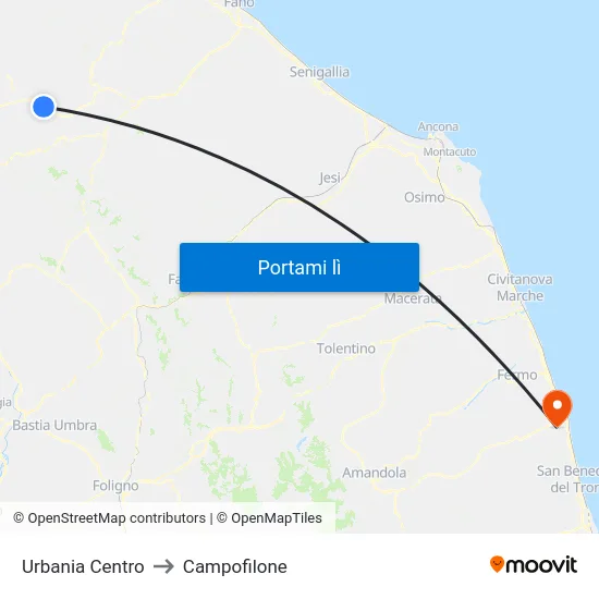 Urbania Centro to Campofilone map