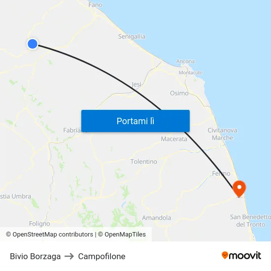 Bivio Borzaga to Campofilone map