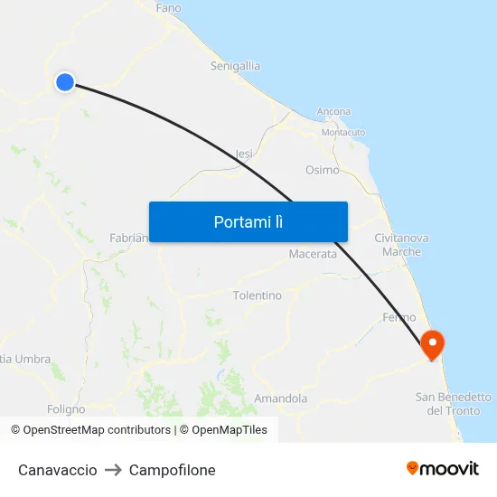 Canavaccio to Campofilone map