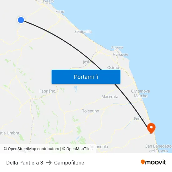 Della Pantiera 3 to Campofilone map