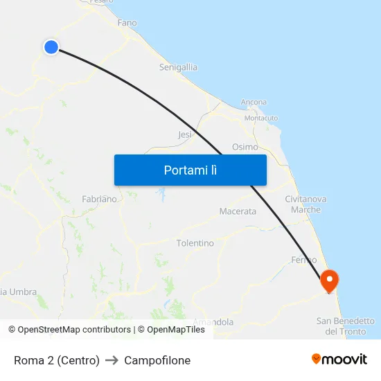 Roma 2 (Centro) to Campofilone map