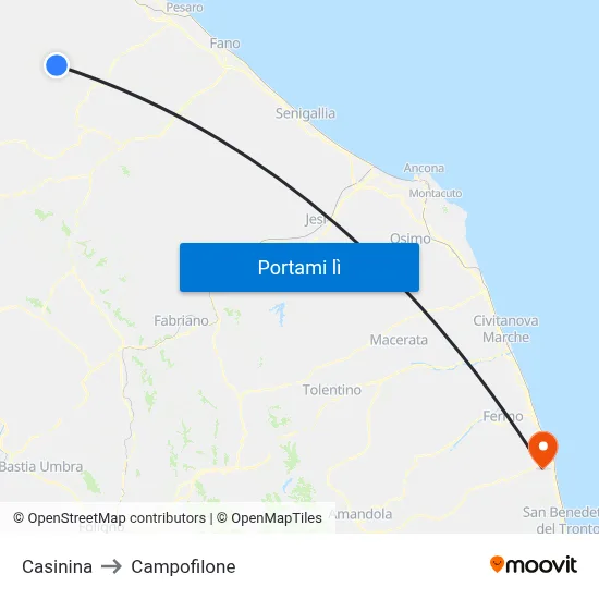 Casinina to Campofilone map
