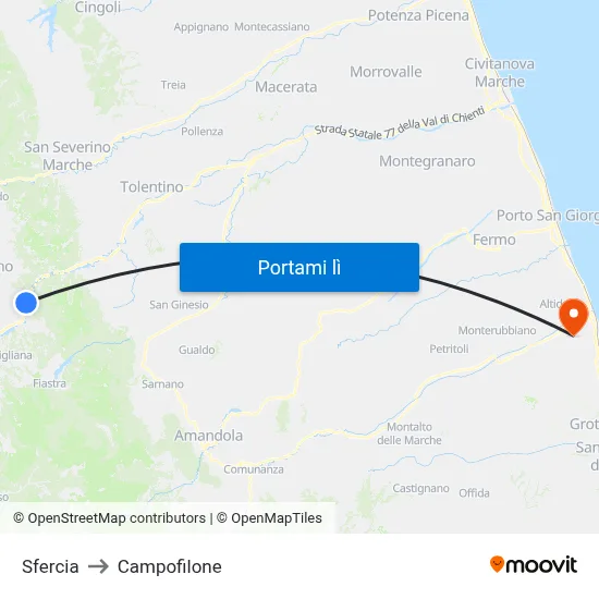 Sfercia to Campofilone map