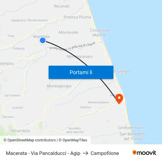 Macerata - Via Pancalducci - Agip to Campofilone map