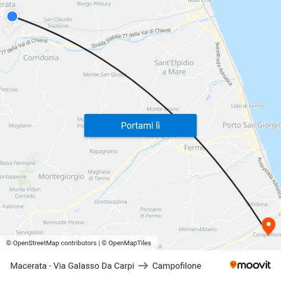 Macerata - Via Galasso Da Carpi to Campofilone map