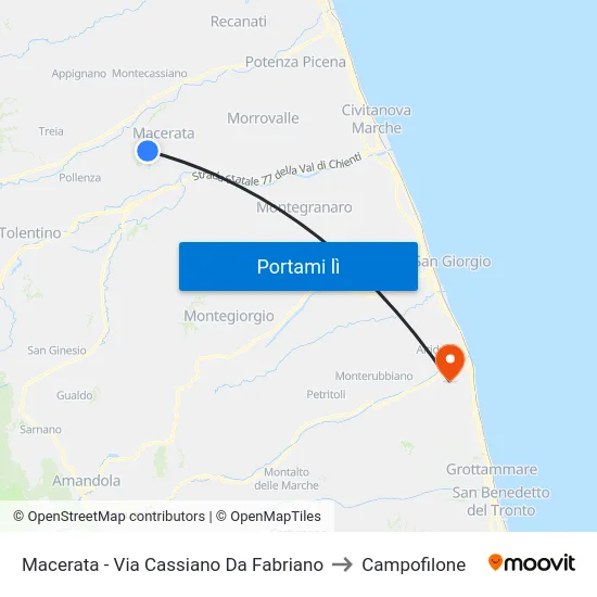 Macerata - Via Cassiano Da Fabriano to Campofilone map