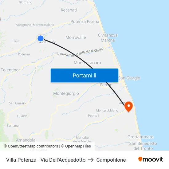 Villa Potenza - Via Dell'Acquedotto to Campofilone map