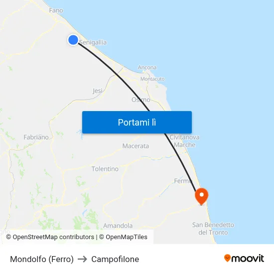 Mondolfo (Ferro) to Campofilone map