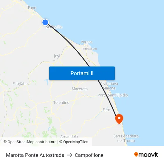Marotta Ponte Autostrada to Campofilone map