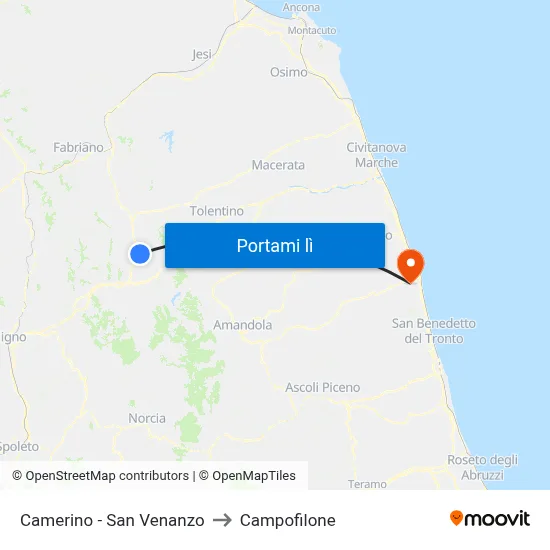 Camerino - San Venanzo to Campofilone map