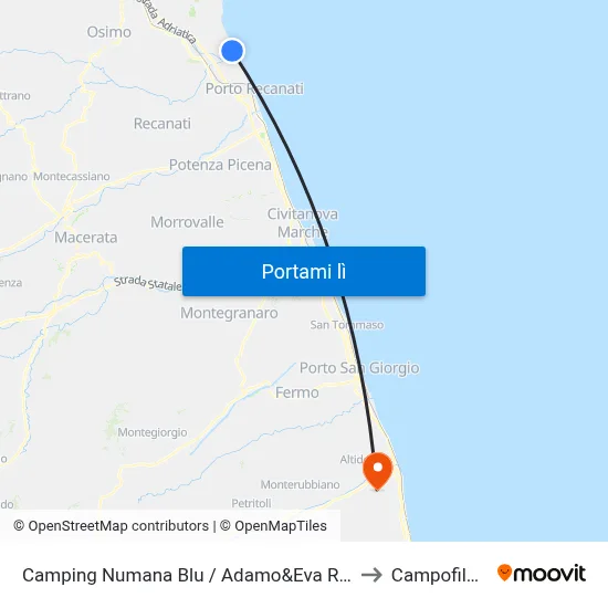 Camping Numana Blu / Adamo&Eva Resort to Campofilone map