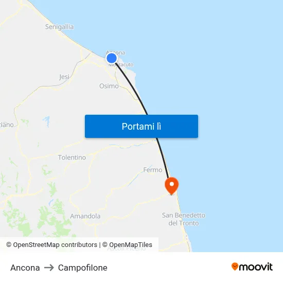Ancona to Campofilone map