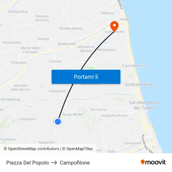 Piazza Del Popolo to Campofilone map