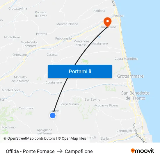 Offida - Ponte Fornace to Campofilone map