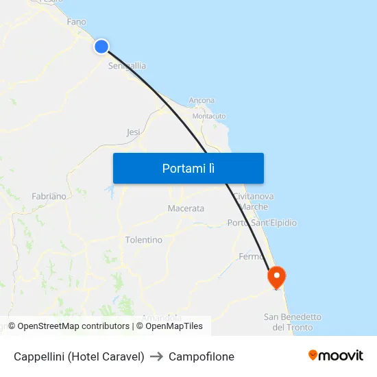 Cappellini (Hotel Caravel) to Campofilone map