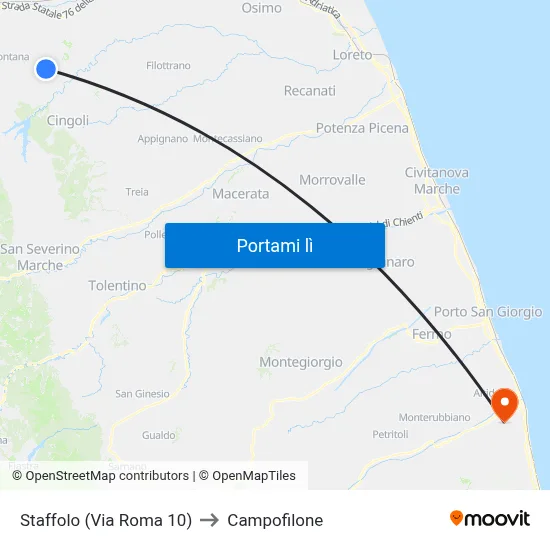 Staffolo (Via Roma 10) to Campofilone map