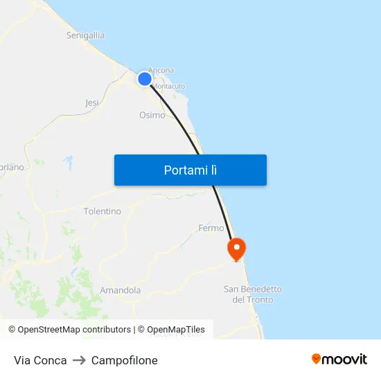 Via Conca to Campofilone map