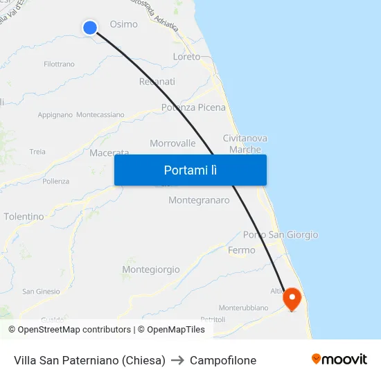 Villa San Paterniano (Chiesa) to Campofilone map