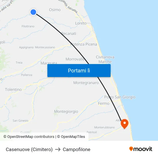 Casenuove (Cimitero) to Campofilone map