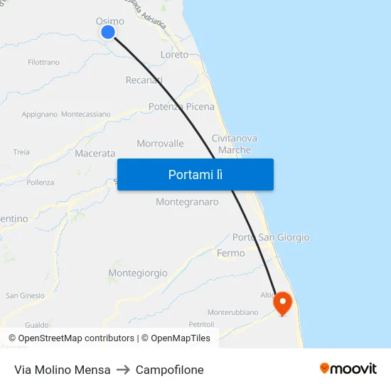 Via Molino Mensa to Campofilone map