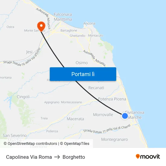 Capolinea Via Roma to Borghetto map
