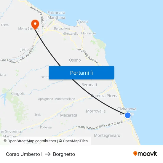 Corso Umberto I to Borghetto map