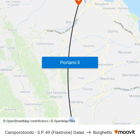 Camporotondo - S.P. 49 (Fiastrone) Galas to Borghetto map