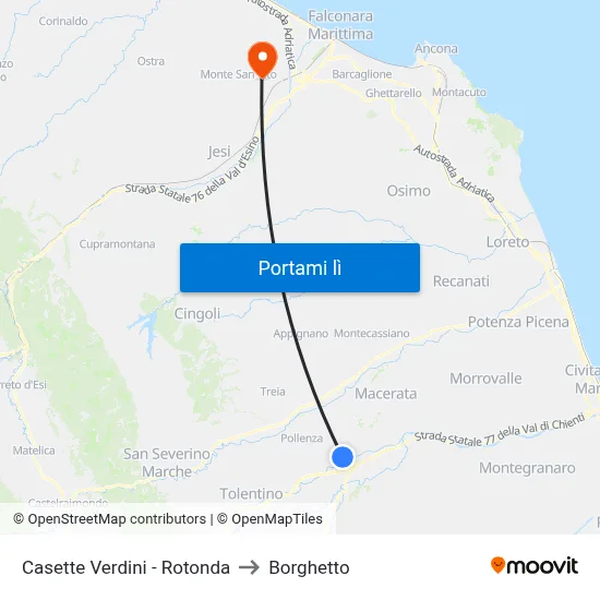 Casette Verdini - Rotonda to Borghetto map