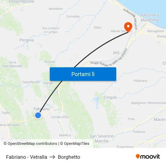 Fabriano - Vetralla to Borghetto map