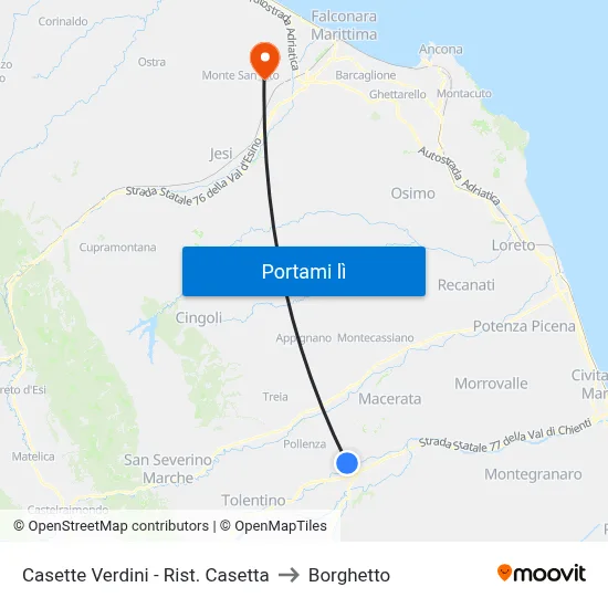 Casette Verdini - Rist. Casetta to Borghetto map