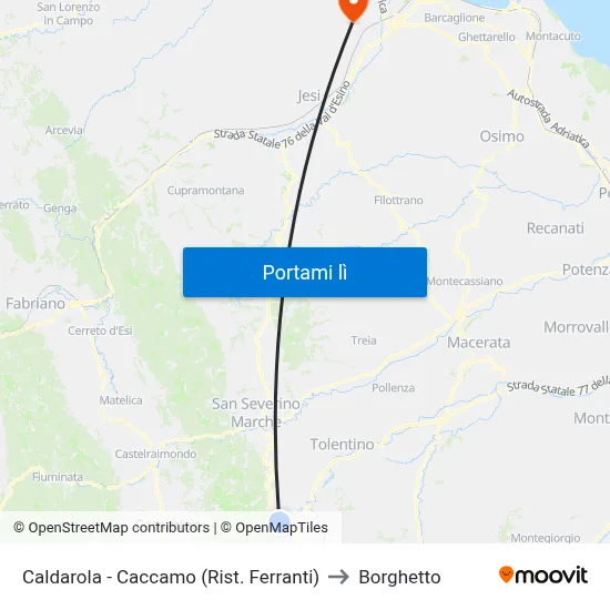 Caldarola - Caccamo (Rist. Ferranti) to Borghetto map