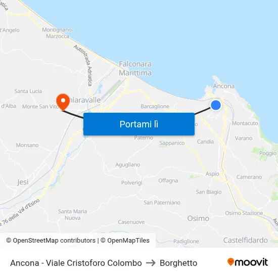 Ancona - Viale Cristoforo Colombo to Borghetto map