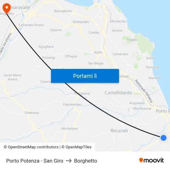 Porto Potenza - San Giro to Borghetto map
