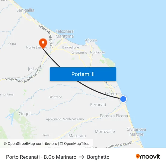 Porto Recanati - B.Go Marinaro to Borghetto map