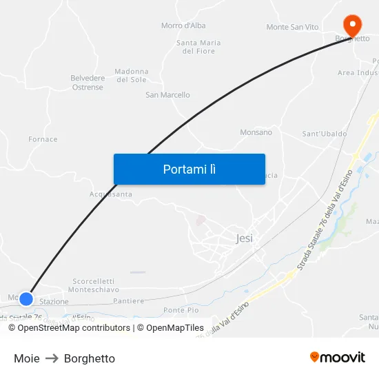 Moie to Borghetto map