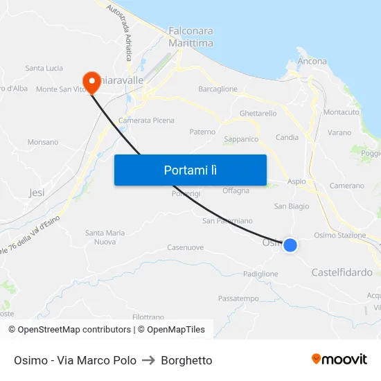 Osimo - Via Marco Polo to Borghetto map