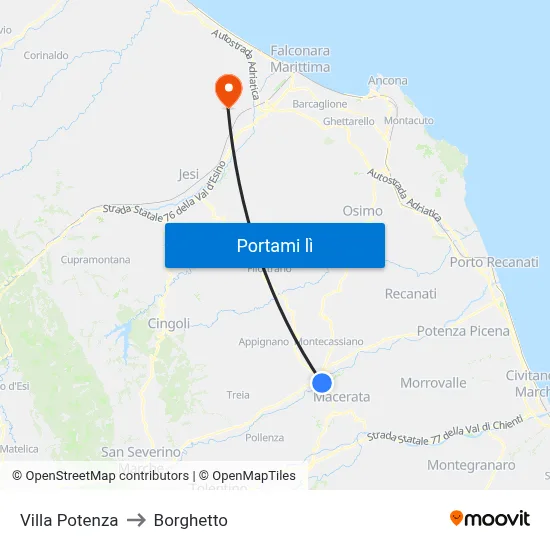 Villa Potenza to Borghetto map