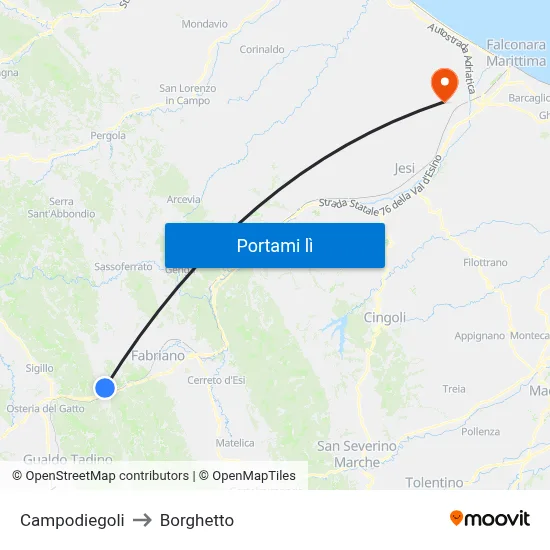 Campodiegoli to Borghetto map