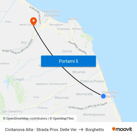 Civitanova Alta - Strada Prov. Delle Ver to Borghetto map