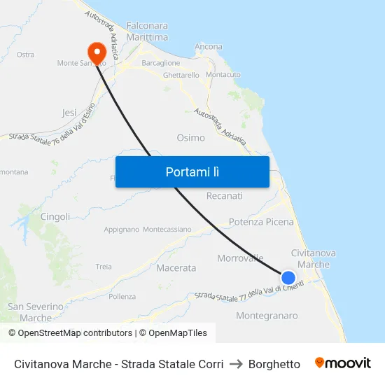 Civitanova Marche - Strada Statale Corri to Borghetto map