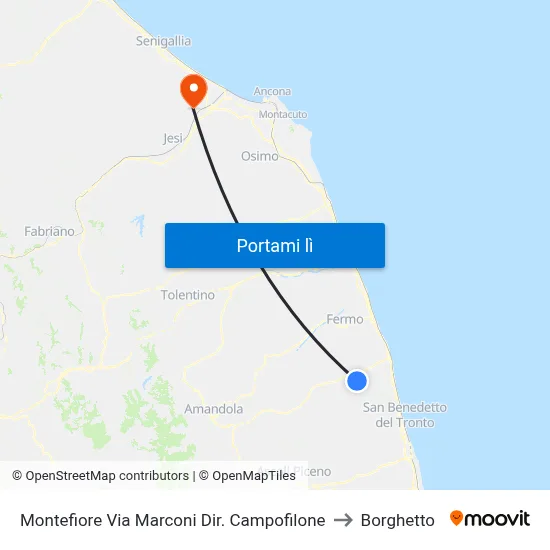 Montefiore Via Marconi Dir. Campofilone to Borghetto map