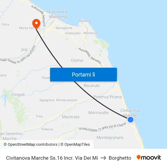 Civitanova Marche Ss.16 Incr. Via Dei Mi to Borghetto map