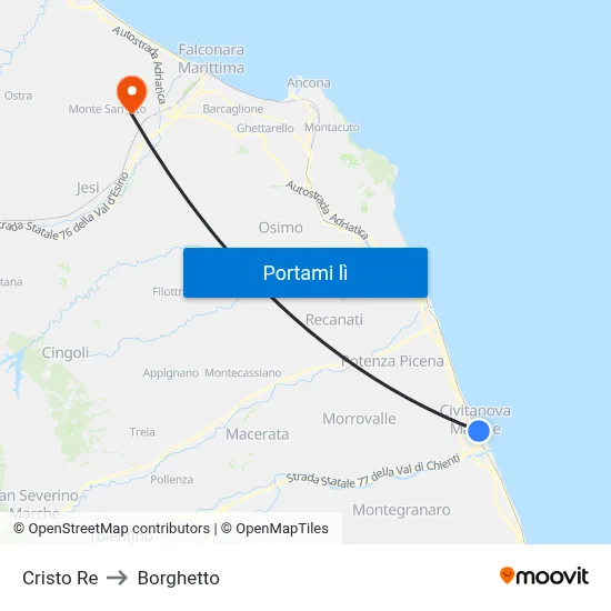 Cristo Re to Borghetto map