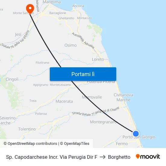 Sp. Capodarchese Incr. Via Perugia Dir F to Borghetto map