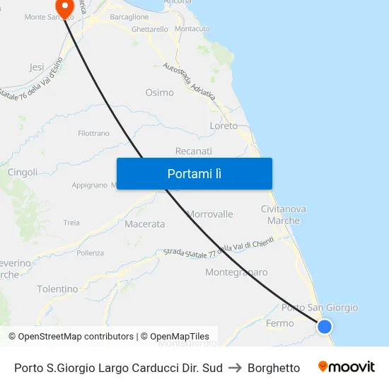 Porto S.Giorgio Largo Carducci Dir. Sud to Borghetto map