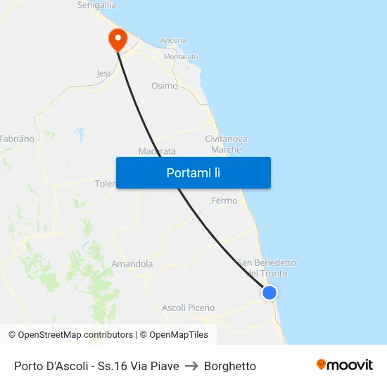 Porto D'Ascoli - Ss.16 Via Piave to Borghetto map