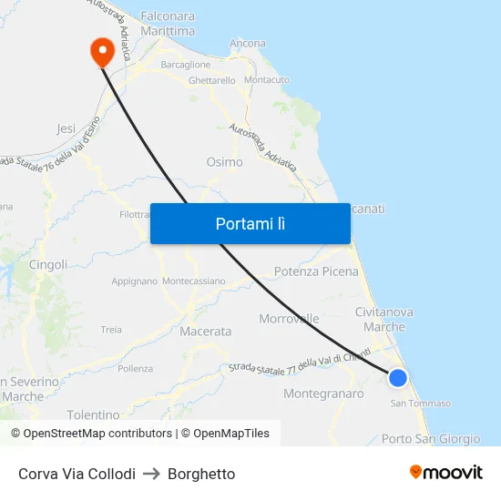 Corva Via Collodi to Borghetto map