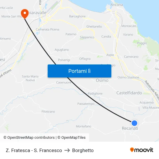 Z. Fratesca - S. Francesco to Borghetto map