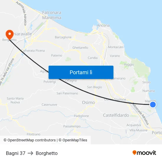 Bagni 37 to Borghetto map